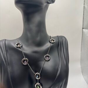 Michael Kors Gun Metal Necklace with Colorful Accents